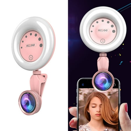 AMZER Beauty 52-LED Touch Sensor APP Control Selfie Clip Flash Fill Light with HD 4K Wide Angle / 20X Macro Lens, For Live Broadcast, Live Stream, Beauty Selfie, (Best Macro App 2019)