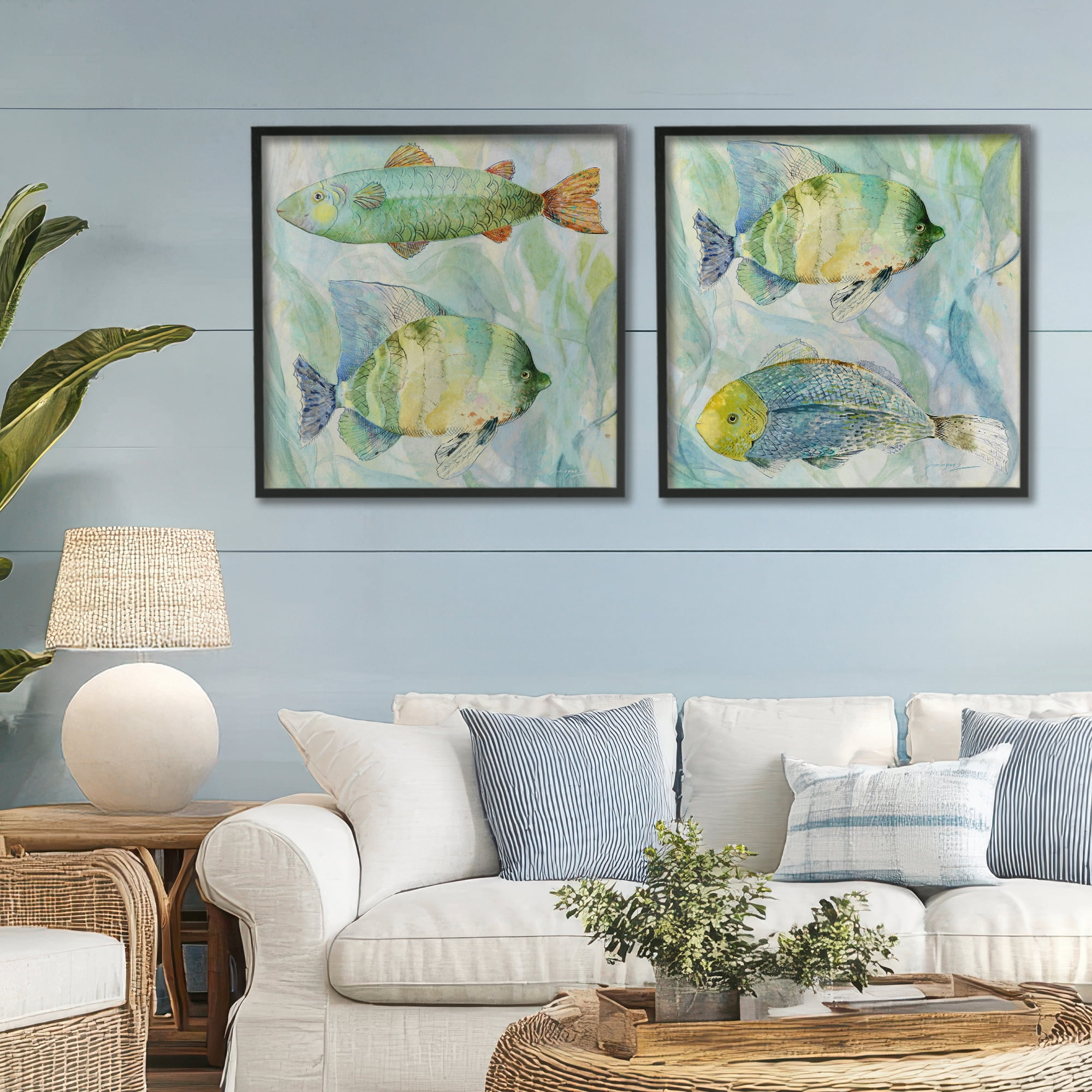 Stupell Industries Sweet Fish Aquatics 2 Piece Black Framed Giclee Art Set, design by Lorenzo Collective