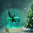 thumbnail image 1 of Adorno de resina marina luminosa con luz USB de 7 colores - Luz nocturna azul de ballena oceánica para decoración de dormitorios y oficinas, 1 of 7