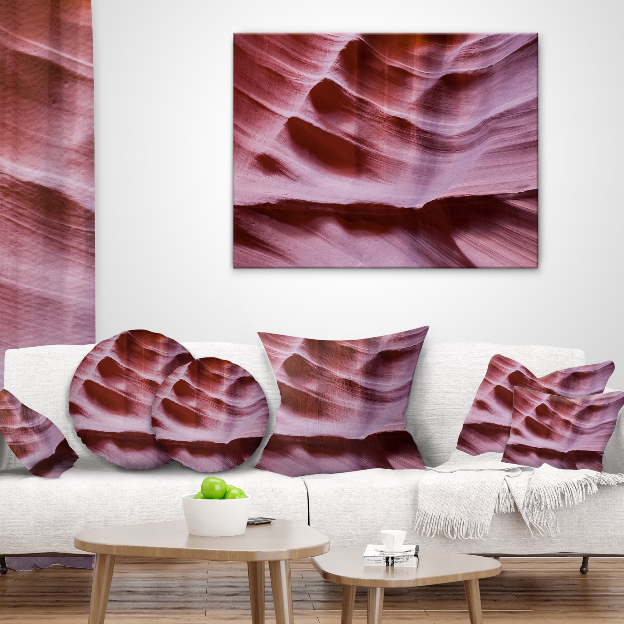 Designart Upper Antelope Canyon Details - Landscape Photography Throw Pillow - 12x20