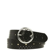 Time and Tru Women's Plus Oval Perforated Belt, Black