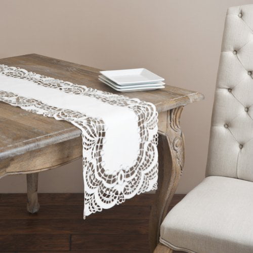 Cream Ivory Table Runner Cutwork Embroidery Embroidered