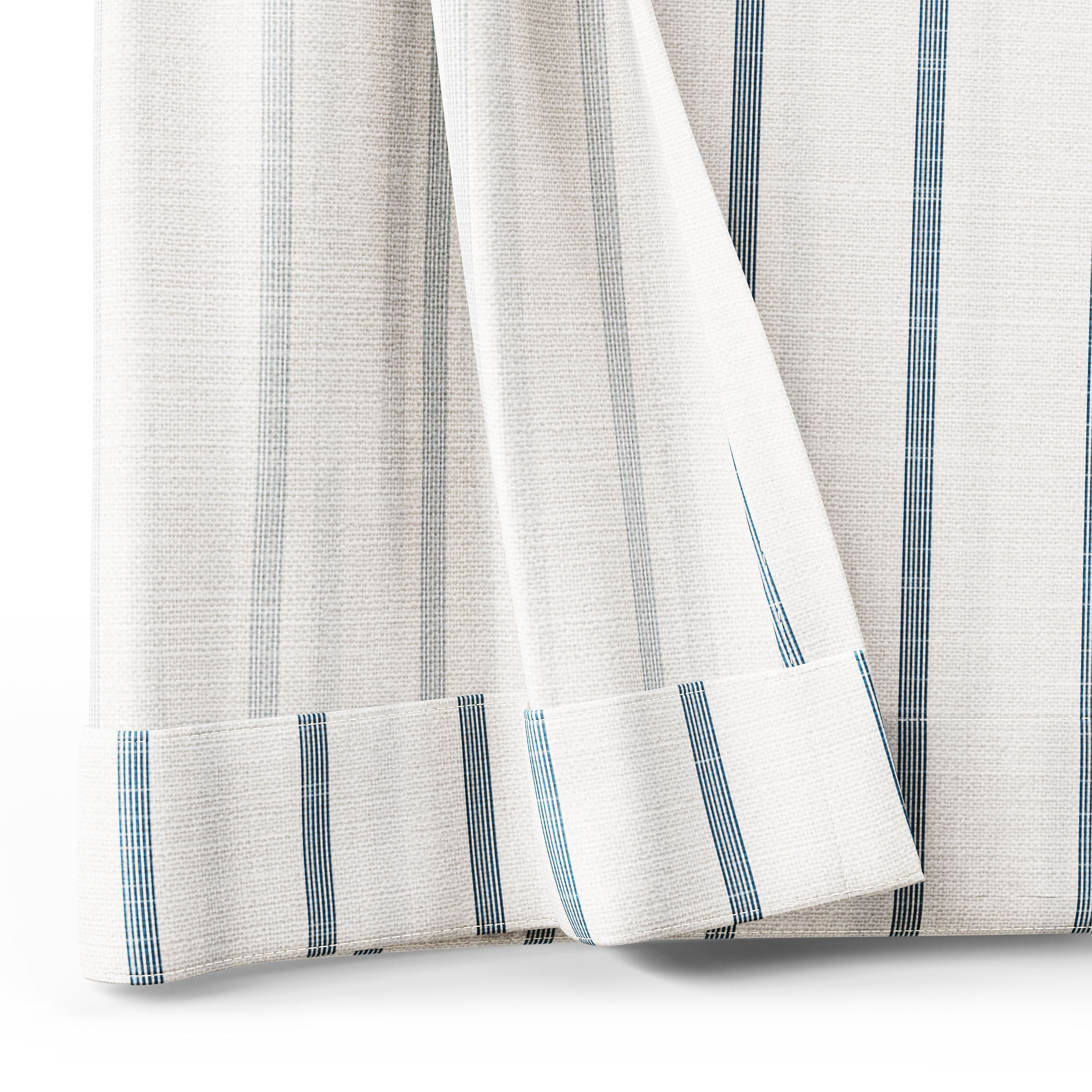 Mainstays Kids White and Blue Stripe Light Filtering Grommet Single Curtain Panel, 38" W x 95" L