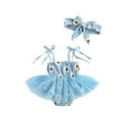 thumbnail image 3 of Kiapeise Baby Girl’s Daisy Printing Lace-Up Suspender Romper Dress and Headband, 3 of 9