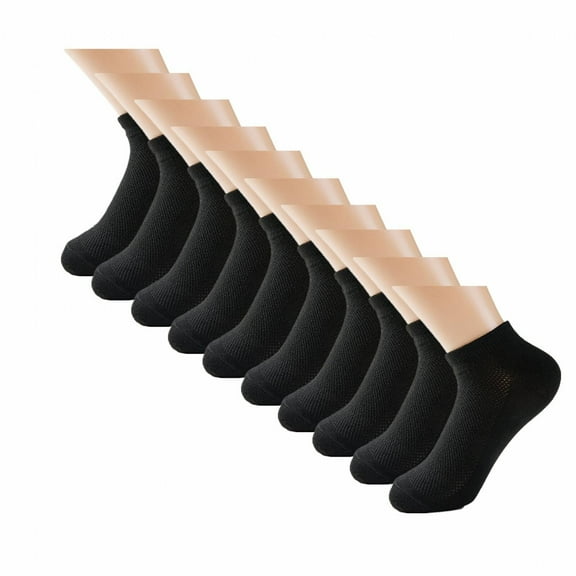 TELOLY 10Pairs Ankle Socks,Anti-Slip Heel No Show Socks,Comfortable Fit Men'S Socks,One Size,Black