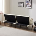 thumbnail image 5 of 65.7" Convertible Sofa Bed, Linen 2 Seater Couches with Solid Wood Legs, Modern Loveseat Sofa Bed for Living Room, Bedroom, Apartment, 5 of 7