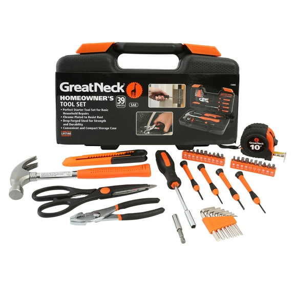Great Neck Homeowner's Tool Set, 39 Pieces, for Routine Home Maintenance