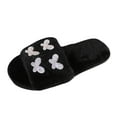 thumbnail image 2 of Up to 65 off!Lolmot House Slippers for Women Women's Warm Cute Plush Slippers Faux Fur Rhinestone Butterfly Open Toe Slip on Home Shoes Soft Soled Slide Slippers, 2 of 5