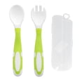 thumbnail image 2 of Baby Utensils Set, First Training Silicone Easy Grip Rounded Tip Baby Fork Spoon Set  for Self Feeding for Infant Blue,Pink,Green, 2 of 7