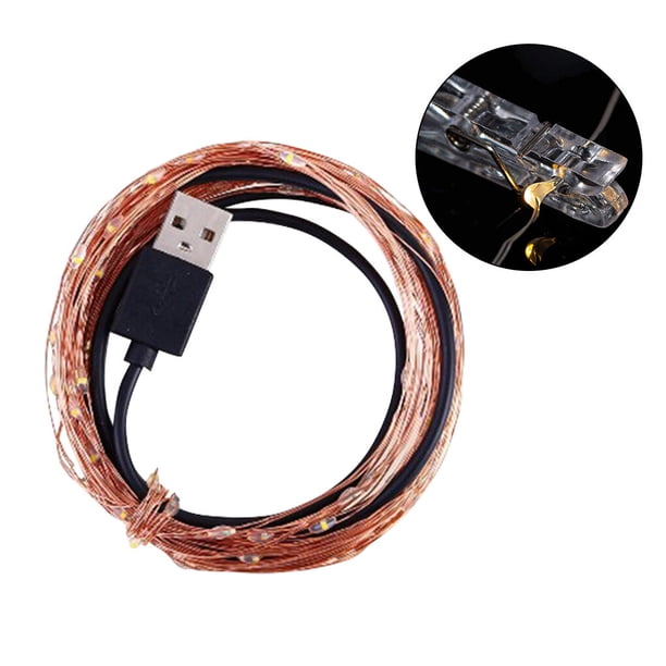 Bearachild Guirnalda con Clip para fotos de 10M, guirnalda de luces Led con USB, guirnalda con pilas, Año Nuevo, Navidad, fiesta en casa, decoración de Iluminación navideña cálido 10M