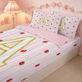 thumbnail image 3 of Meiyoeat Cute Gold Letter A Zipper Twin Comforter Sets with Fitted Sheet and 2 Pillowcases, Strawberry Stripe Print Zipper Bedding Set, Pink Red,4-Piece,Pink Reversible, 3 of 6