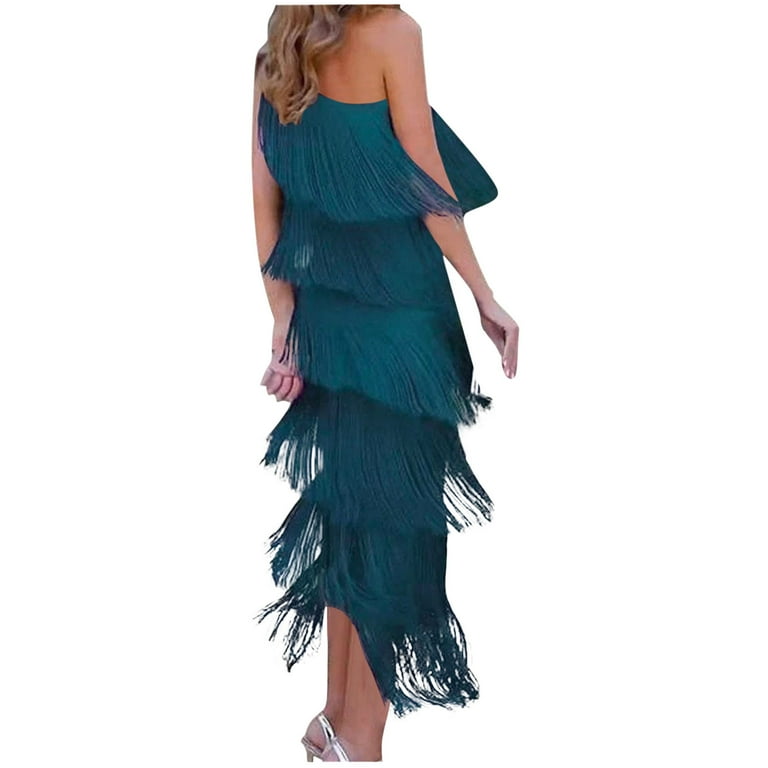 bridal dress shops new orleans Gianna Asymmetrical Fringe Dress main image 1