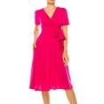 thumbnail image 4 of MOA COLLECTION Women's Stylish Solid Faux Wrap Dress with Deep V-Neck, 4 of 5