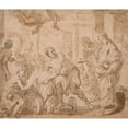 thumbnail image 2 of Luca Giordano 14x12 Black Ornate Wood Framed Double Matted Museum Art Print Titled: Christ Healing the Paralytic at Bethesda (circa 17th Century), 2 of 5