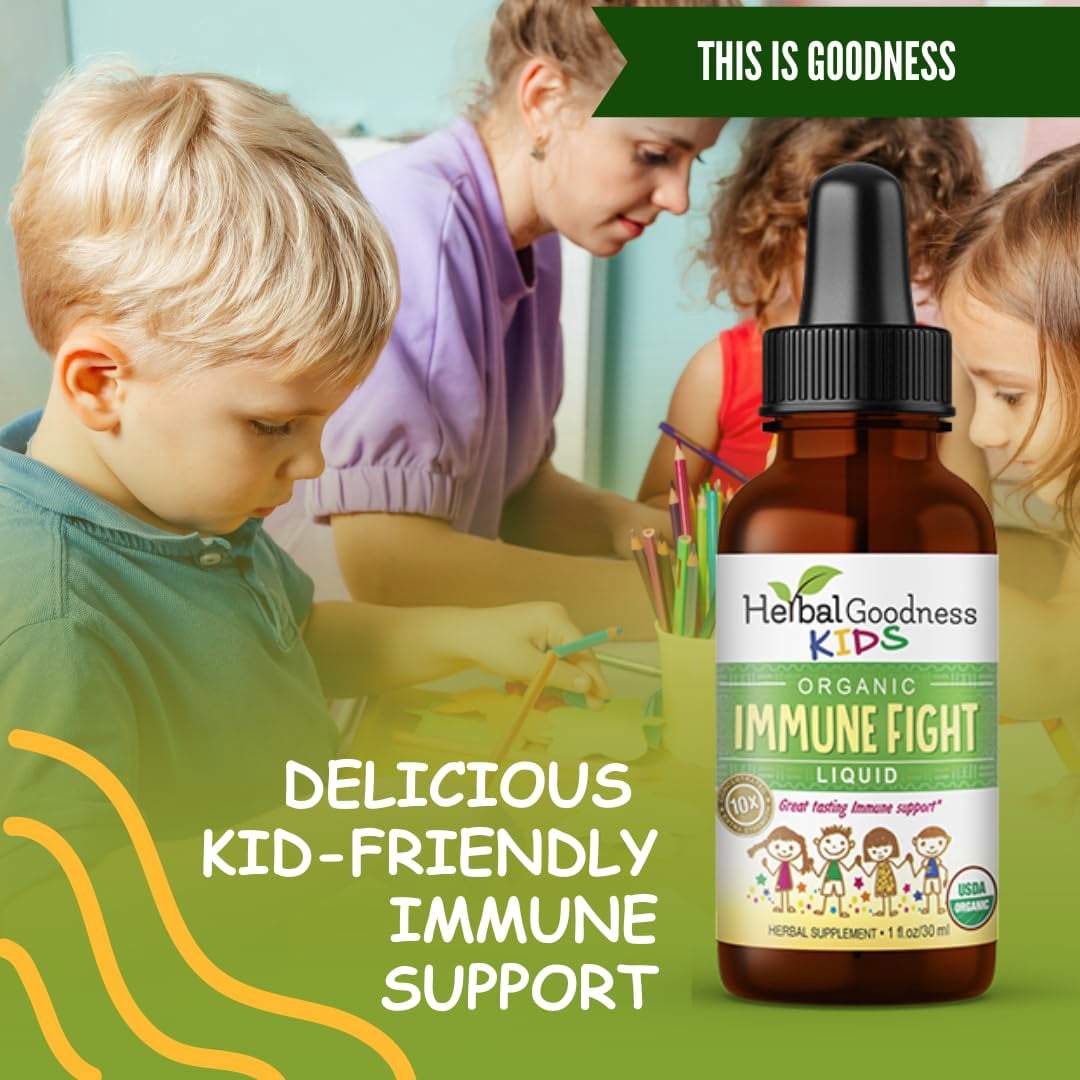 Kids Immune Support Liquid Extract Drops 1fl.oz, Turmeric, Ashwagandha for Kids, Children Immunity Booster Supplement - Herbal Goodness