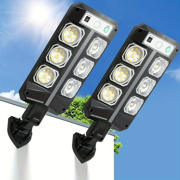 Solar Lights Outdoor Motion Sensor, 2 Pack Solar Street Lights Outdoor Waterproof, Dusk to Dawn Solar Security Flood Lights with Remote Control for Yard, Entryway Garage, Porch