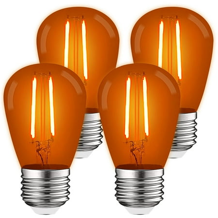 

Luxrite S14 Edison LED Orange Light Bulb 0.5W Colored LED Bulbs for Outdoor String Lights UL Listed E26 Base 4 Pack