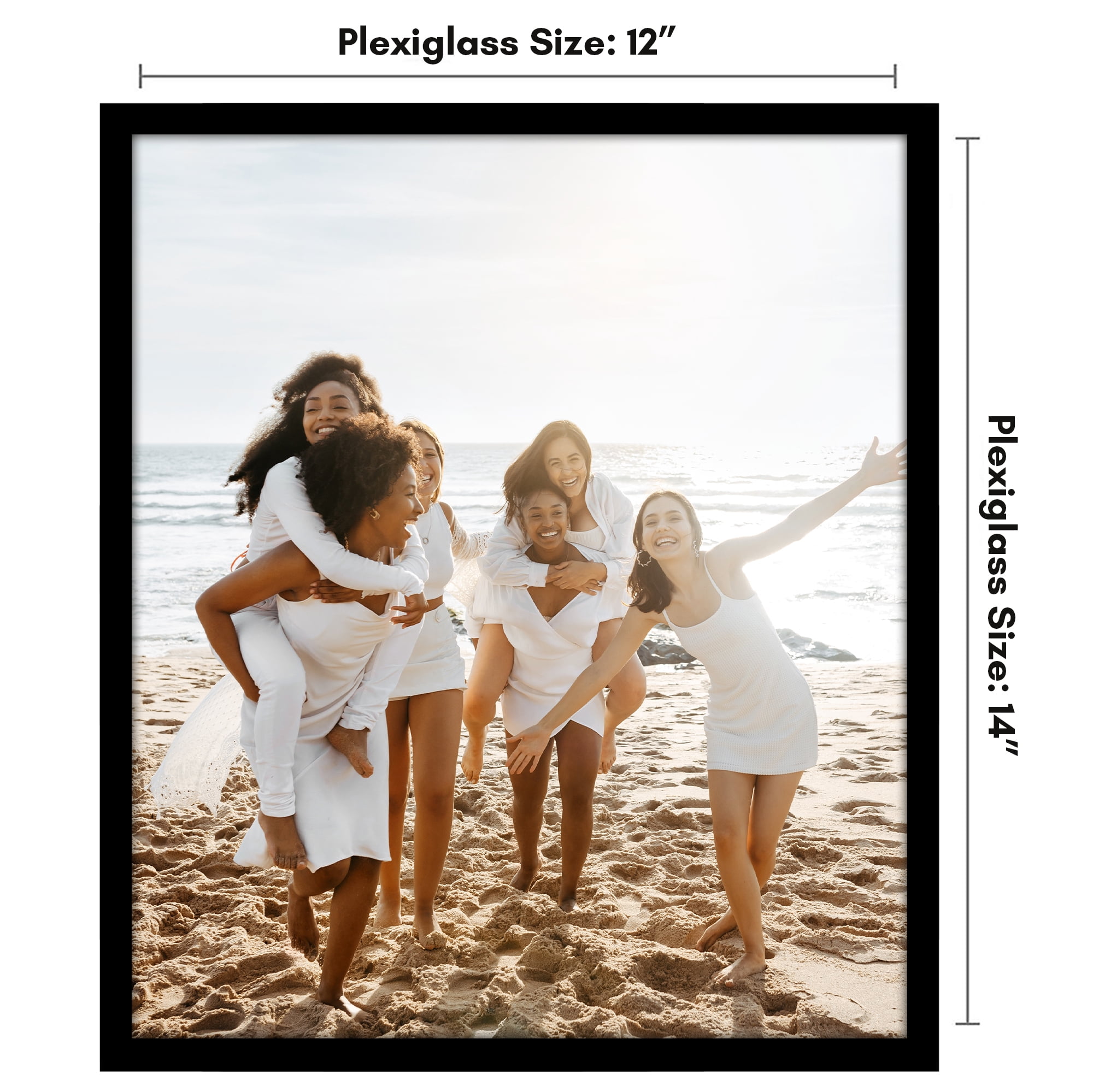 Americanflat 12x14 Picture Frame with Polished Plexiglass Streamline Collection Thin Border Wall - Black