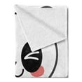 thumbnail image 2 of Anime Soft Flannel Fleece Throw Blanket, Cartoon Smiling Panda Fun Animal Theme Japanese Manga Kids Teen Art Print, Cozy Plush for Indoor and Outdoor Use, 50" x 70", Black White Grey, by Ambesonne, 2 of 5