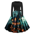 thumbnail image 2 of QATAINLAV Halloween Dress for Women Novelty Graphic Printed Long Sleeve Dresses Cosplay Party Cocktail Swing Dress, Light Red, XL, 2 of 4