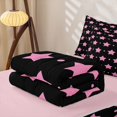 thumbnail image 6 of Manfei Twinkling Stars Print Polka Dot Zipper Full Size Comforter Sets with Fitted Sheet and 2 Pillowcases,Cute Cartoon Themed Zipper Bedding Set,Black Pink,Pink Reversible,4pcs, 6 of 8