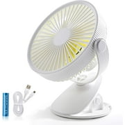 Clip on Fan for Baby Stroller Home Office Camping Outdoors, Dual-use Portable 3-Speed Desktop Clip Fan, USB, Quiet Operation, (White)