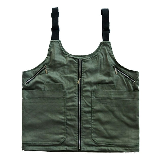 Delantal de barbacoa, delantal de trabajo, delantal de picnic desmontable, chaleco de camping para jardín y senderismo. B verde