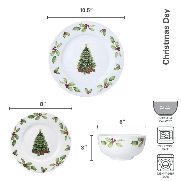 Pfaltzgraff Christmas Day 24 Piece Dinnerware Set Service for 8