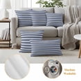 thumbnail image 6 of Navy Blue Striped Outdoor Waterproof Pillow Covers, Farmhouse Striped Geometric Art Decorative Square Throw Pillowcase Sofa Cushion Sham for Patio/Couch/Chair, 20"x20" 2 Pack, 6 of 8