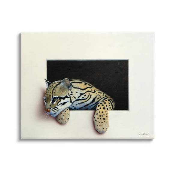 Stupell Industries Wildlife Ocelot Resting Paws Cutout Illusion Painting Gallery Wrapped Canvas Print Wall Art, Design by Alan Weston