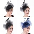 thumbnail image 2 of Elegant Wedding Fascinators Hat with Mesh Veil Pillbox Hat for Makeup Party for Wedding Party Mrs. Maisel Yellow, 2 of 4