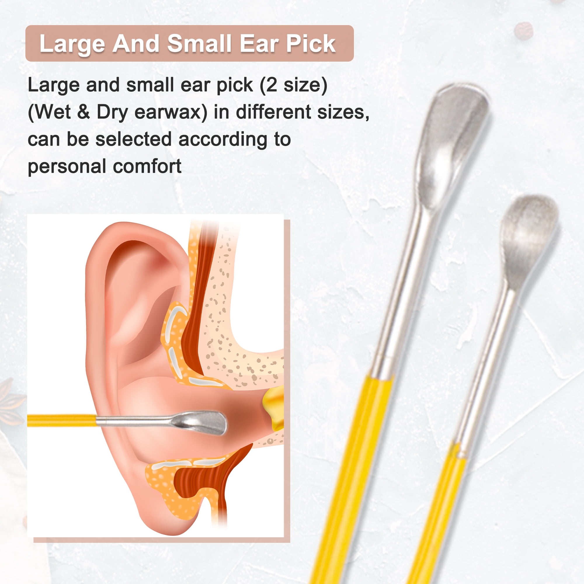 Unique Bargains Ears Wax Removal Kit Tool 10 Pcs Yellow