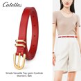 thumbnail image 2 of Catelles Women's 0.55" Slim Top-Grain Cowhide&nbsp;Red Leather Belt, Gold Alloy Pin Buckle Thin Dress Belt with Premium Gift Box, 2 of 10