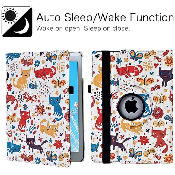 LXS iPad 9.7 inch New 2018 2017 Case/iPad Air 2 Case/iPad Air Case - 360 Degree Rotating Stand Protective Cover Leather
