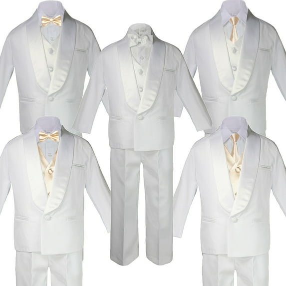 Baby White Satin Shawl Lapel Suits Tuxedo CHAMPAGNE Satin Bow Necktie Vest Sm-20