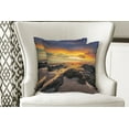 thumbnail image 4 of Ambesonne Colorful Throw Pillow Cover 2 Pack, Majestic Sunrise Sky, 18", Blue Orange Cream, 4 of 6