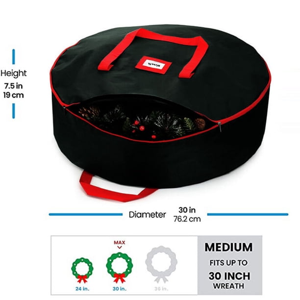 Xihbxyly Bolsa para Guardar Coronas Navideñas, con Cremallera, Gran Capacidad, Material de Polietileno Duradero, Segura y Práctica, para Decorar El Hogar, 60 X 18 Cm.