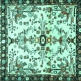 thumbnail image 1 of Ahgly Company Machine Washable Indoor Square Animal Turquoise Blue Traditional Area Rugs, 6' Square, 1 of 4