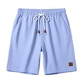 thumbnail image 3 of Cotton Linen Bermuda Shorts for Men Summer Casual Elastic Waist Wide Straight Leg Relaxed Fit Shorts with Pockets, 3 of 3