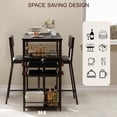 thumbnail image 3 of Yiwa Compact 3 Piece Dining Table Set, Features 2 Faux Leather Chairs, Built-In Wine Rack and Cup Holder, Rectangle Table with 4-Tier Shelves for Kitchen, Breakfast Nook, or Studio Apartment, 3 of 8