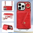 thumbnail image 3 of ELEHOLD for iPhone 15 Plus Crossbody Wallet Case with Card Slots Pockets Magnetic Button Rotating Ring Holder Stand Shoulder Strap Case for Women Girls for iPhone 15 Plus,red, 3 of 9