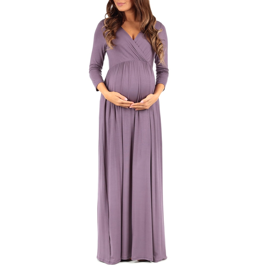 Mother Bee Maternity Wrapped Ruched Maternity Dress