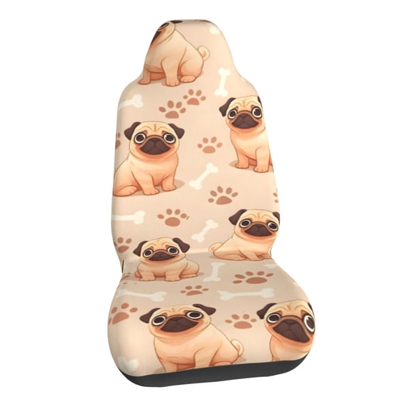 Pug Dog Decor Car Seat Covers Stretch Car Seat Protectors Universal Fit