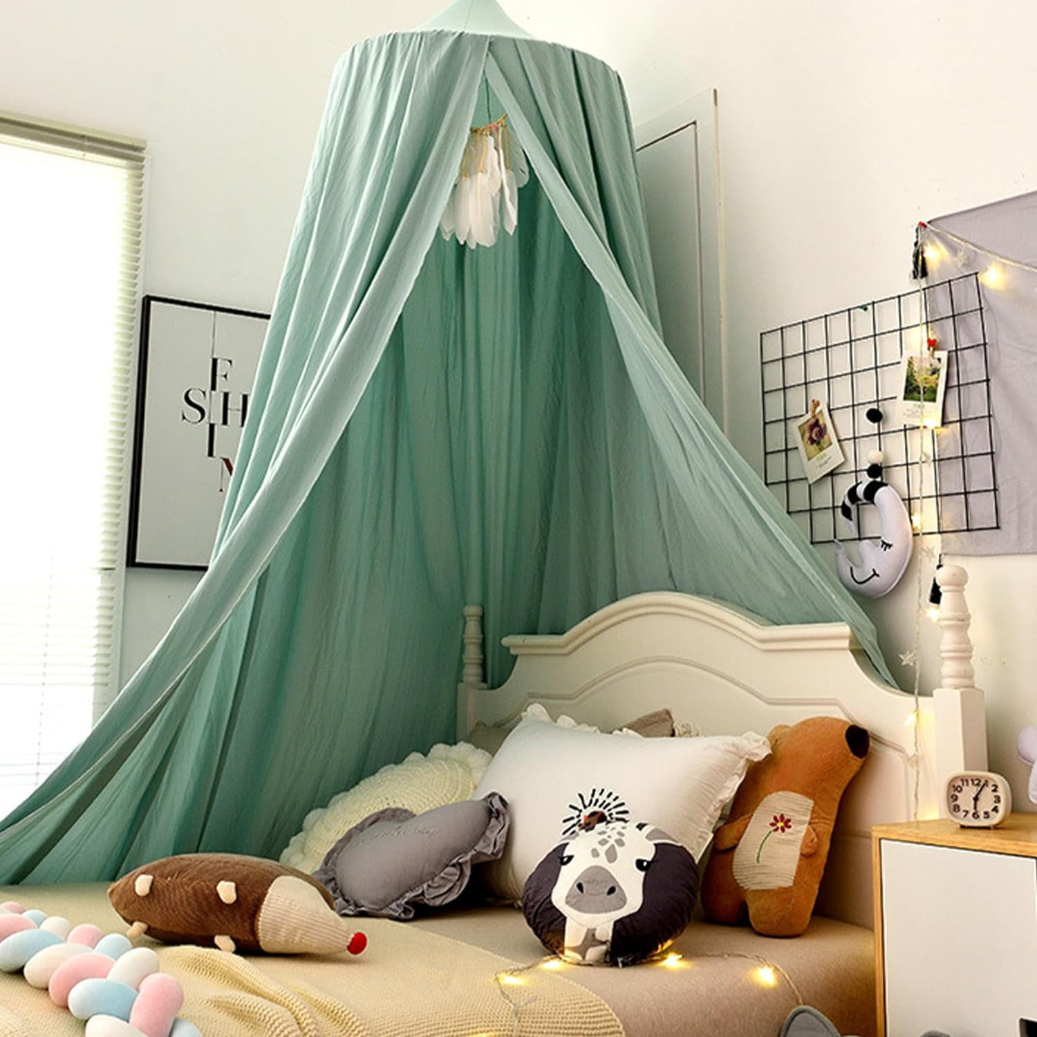 Hanging Crib Bed Canopy:Dome Crib Canopy for Girls Nursery,Decor Canopy for Baby Girls Boys,Kids Bed Canopy for Reading Playing Sleeping,Green