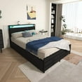 thumbnail image 5 of Bed Frames Queen Size Bed Frame with 8 Storage Drawers, LED Headboard with Charging Station, Metal Platform Bed Frame, No Box Spring Needed, Noise-Free, Stable and Solid, BLACK,Adjustable Bed Base, 5 of 9