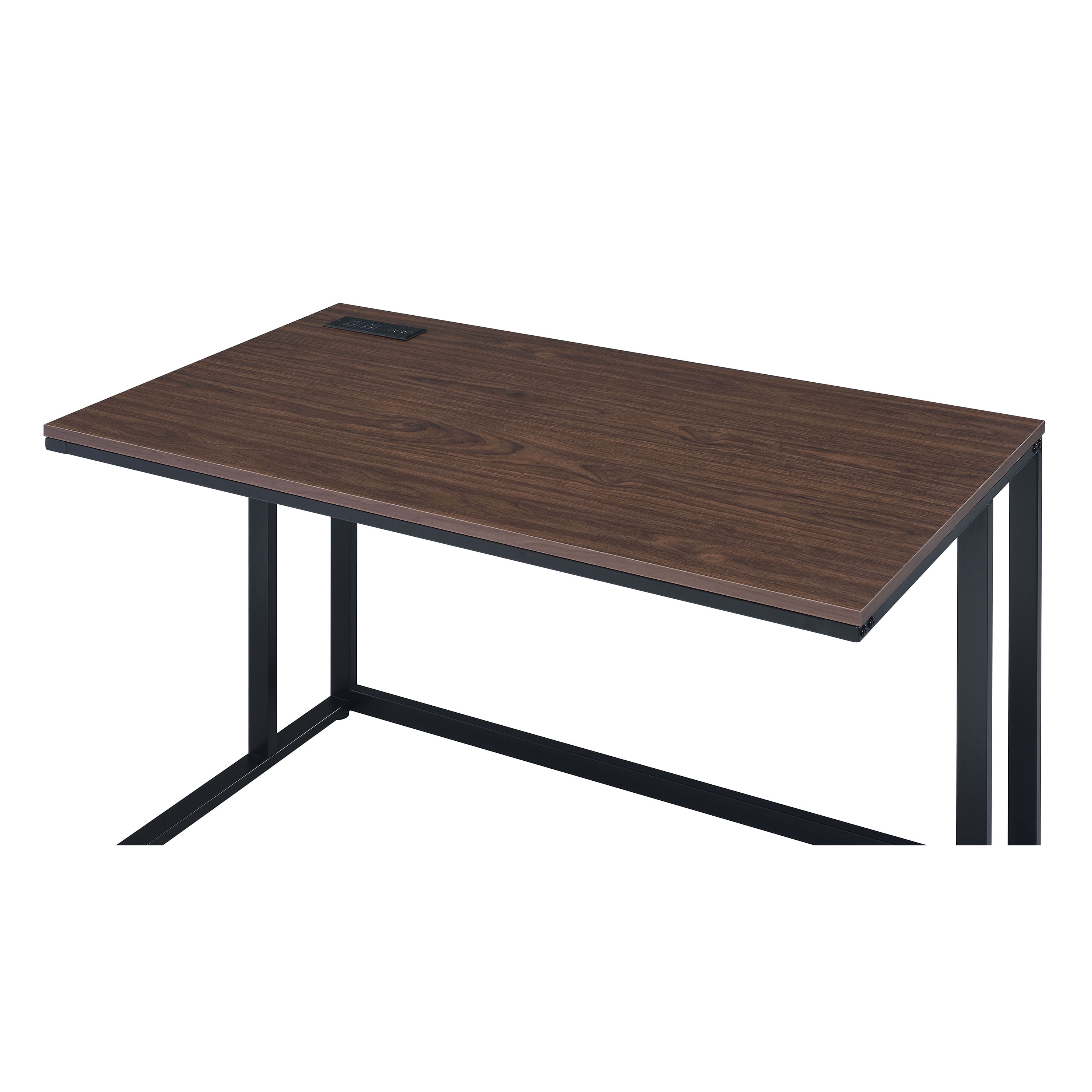 Furniture of America Henslee Contemporary 47 in Metal Portable Writing Desk, Black/Walnut