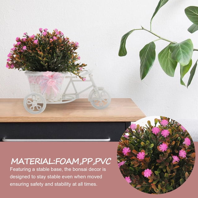 IDEANATEGRATE Planta Artificial Bonsái En Maceta Rosa Para Interior Y Oficina Sin Mantenimiento