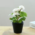 thumbnail image 5 of Whataatahia Bola de flores falsas crisantemo pequeño bonsái decoración de escritorio planta verde artificial maceta de plástico en maceta, 5 of 5
