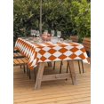 thumbnail image 3 of Outdoor Tablecloth with Umbrella Hole for Patio/Picnic/Party/Camping, Orange Plaid Waterproof Table Cloth Rectangle Table Cover Washable, Modern Minimalist Geometric Gingham Checkered (60"x 102"), 3 of 8