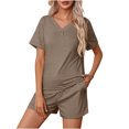 thumbnail image 7 of Two Piece Sets for Women Summer Plus Size Fashion Home Clothing Pajama Set Knitted Fabric Short Sleeved Shorts Two-Piece Set, 7 of 7